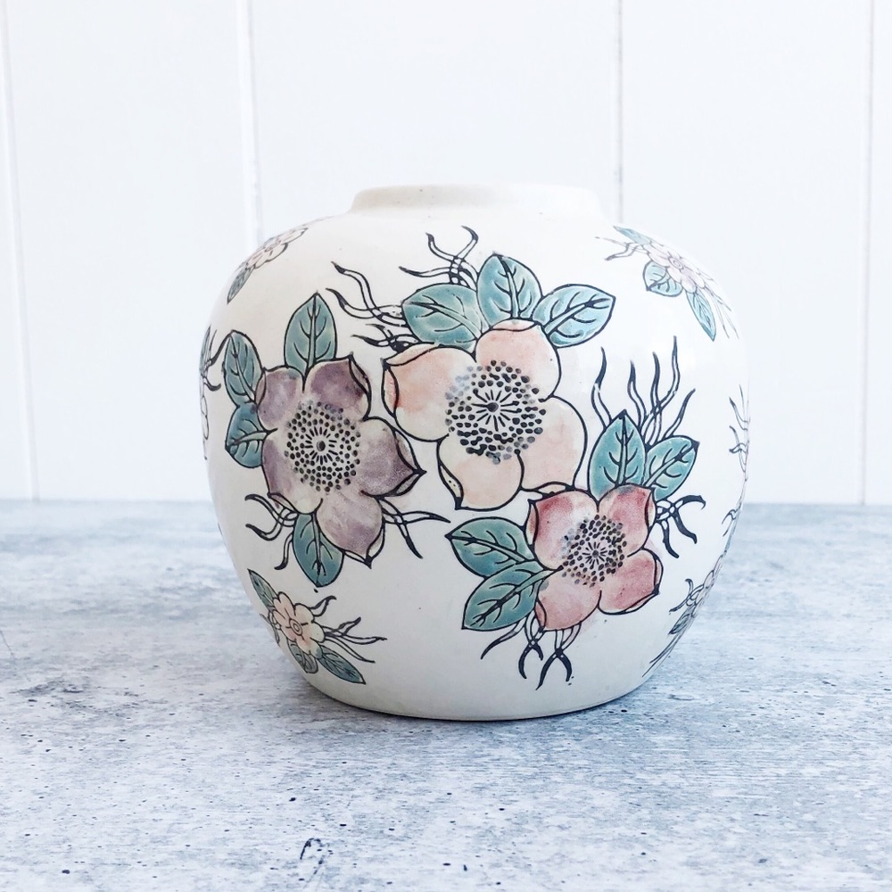 Decorative Painted Floral Vintage Vase